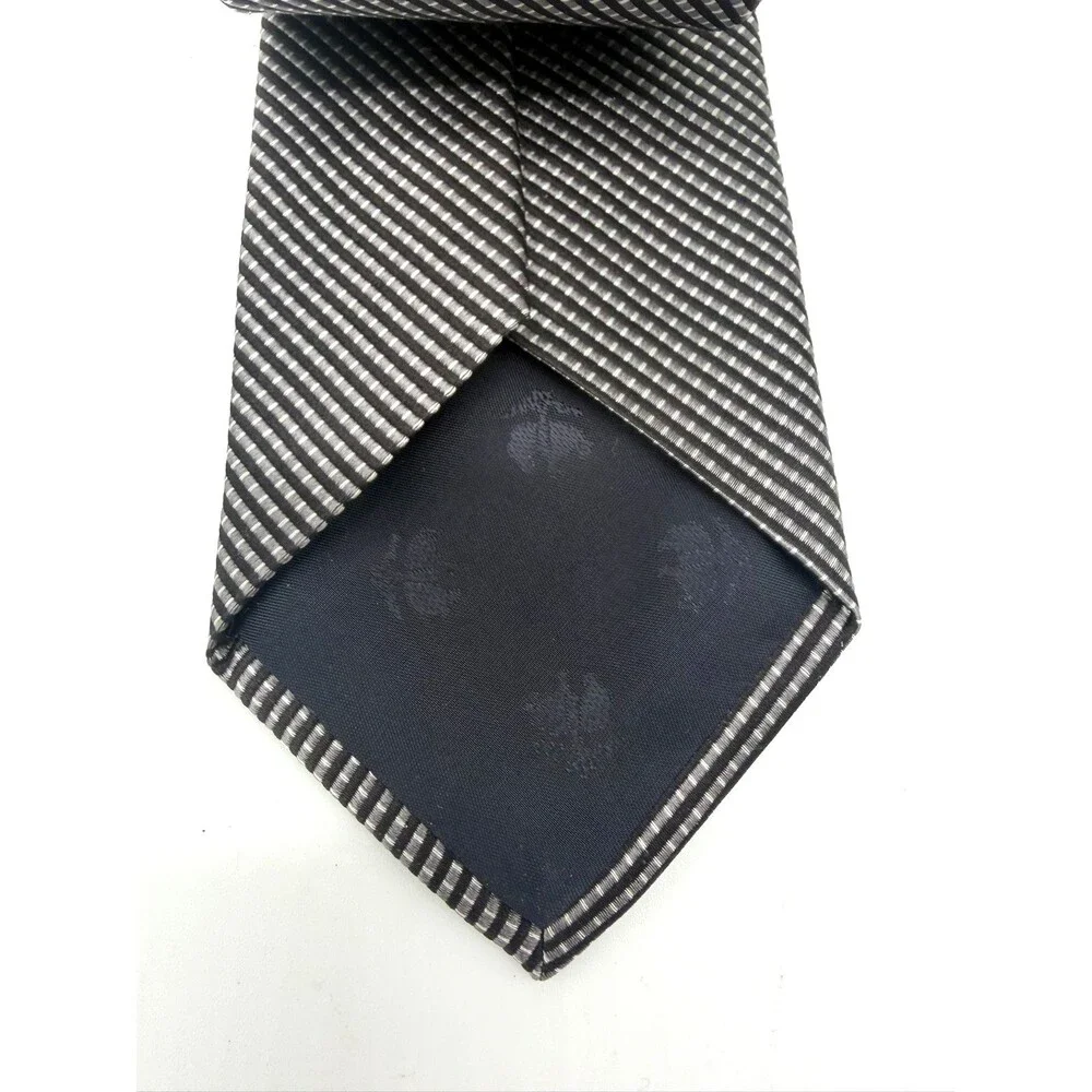 Brooks Brothers 346 Silk Tie Mens Gray Black Diagonal Woven Stripe Italy USA